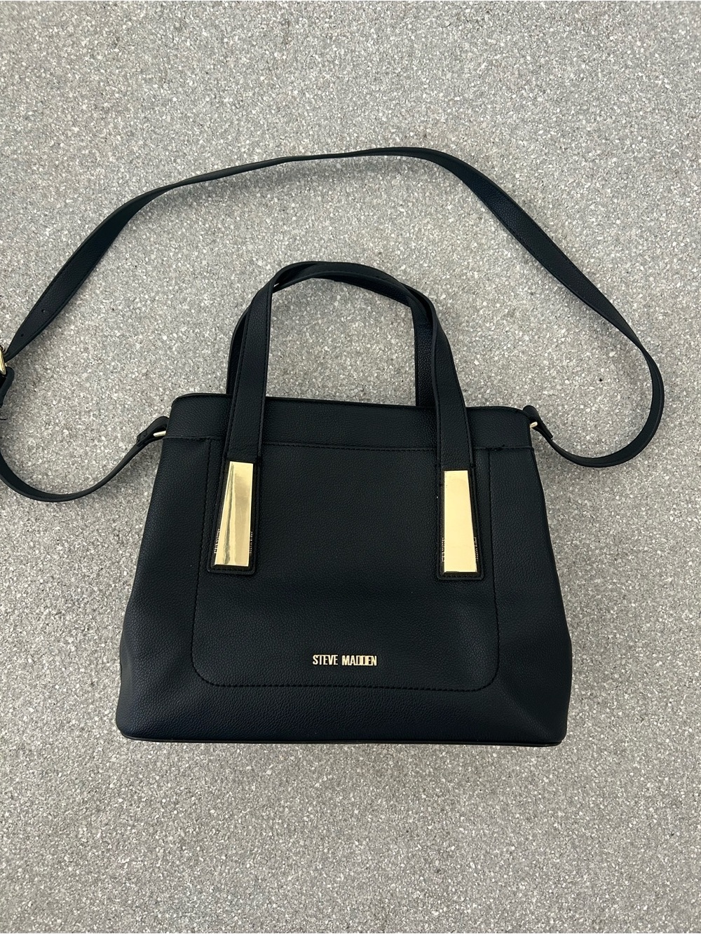 Steve Madden Black Satchel with Gold-Tone Accents